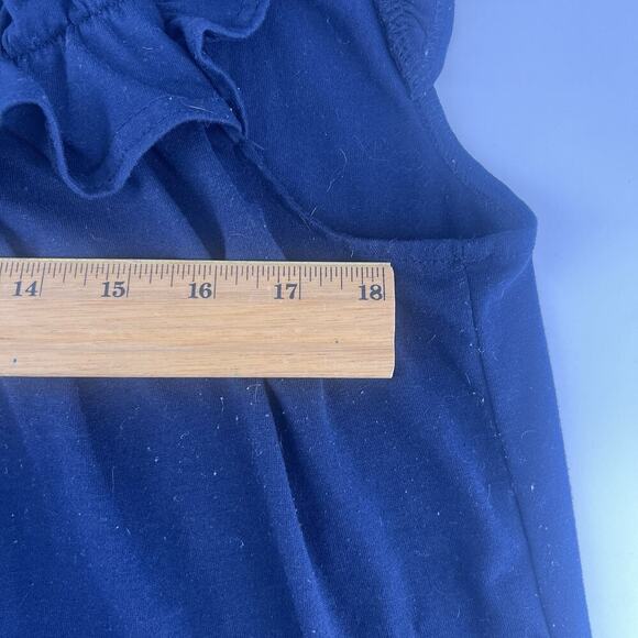 Lularoe Stasha Shirt Womens Large Navy Blue Ruffles Cap Sleeve Casual Stretchy - Picture 3 of 6